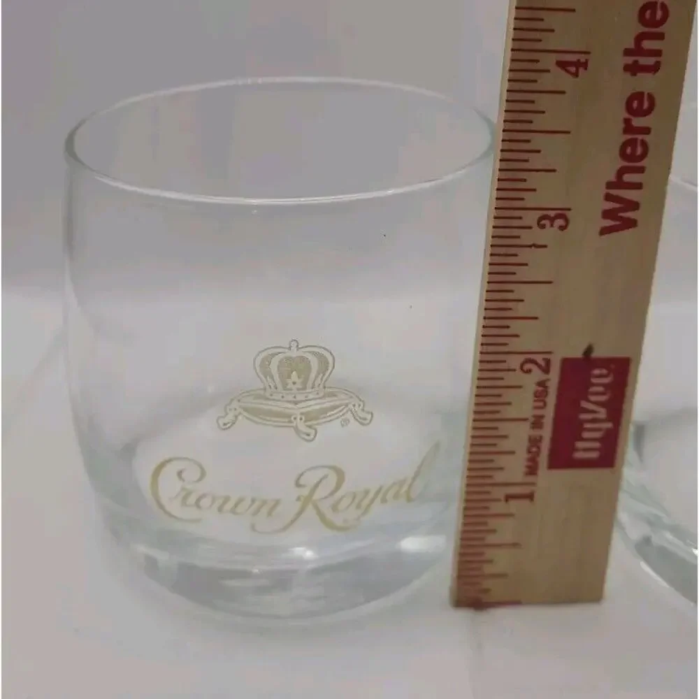 CROWN ROYAL Whiskey SET‎ OF 2 Rare Vintage Highball Glasses Golden Crown Pillow